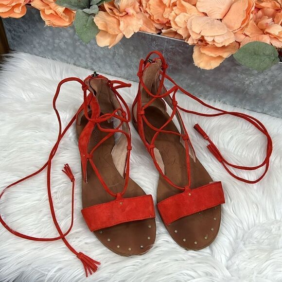 Madewell Size 6.5 Bridget Tassel Lace Up Leather Gladiator Sandals - Picture 2 of 10